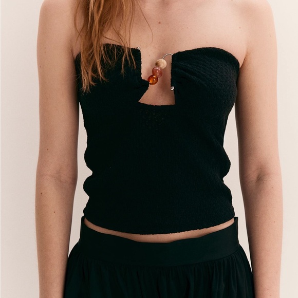 Bead detail textured tube top - Picture 2 of 5